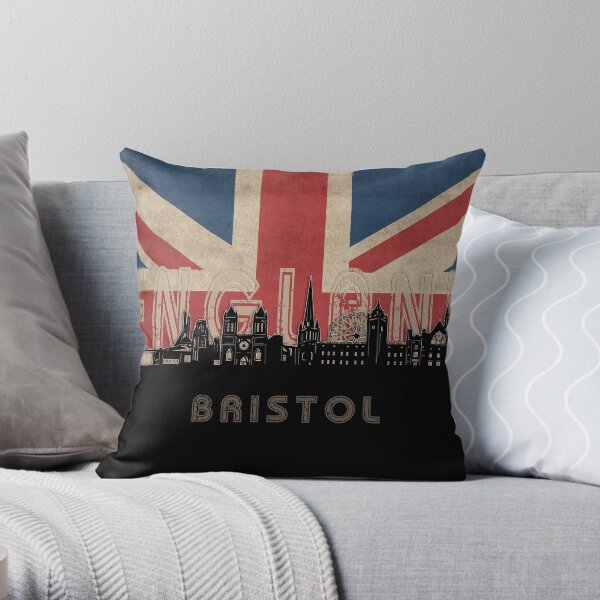 bristol skyline flag Throw Pillow