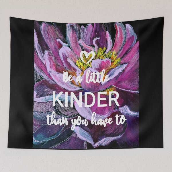 Item preview, Kindness motivational quote and pink peony on black designed and sold by orangerinka.