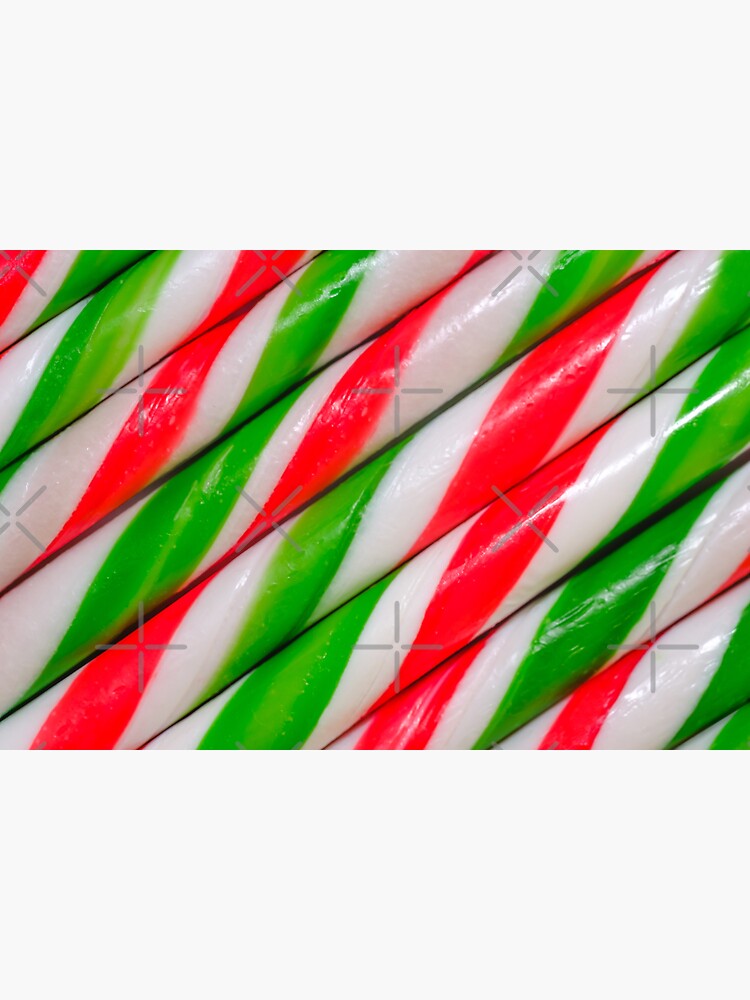 "Red and Green Candy Canes Real Candy Diagonal Stripes" Sticker for