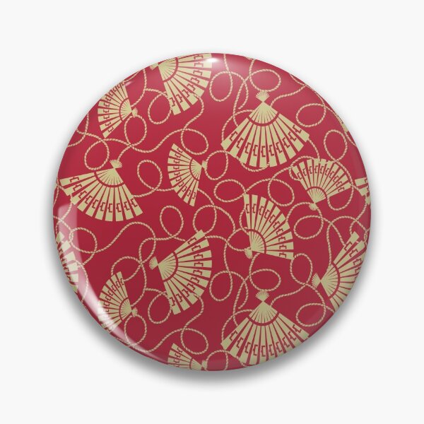 Item preview, Japanese Hand Fan with Rope Red Gold designed and sold by karwilberevivalcollection.