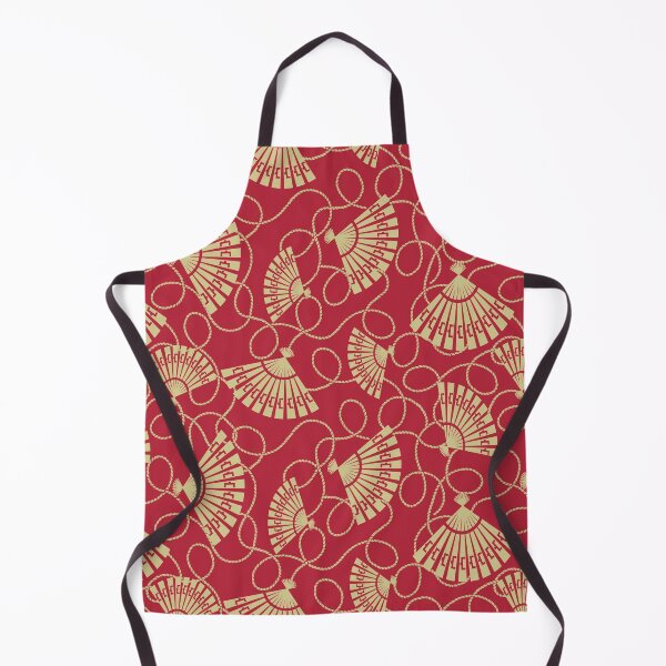 Item preview, Japanese Hand Fan with Rope Red Gold designed and sold by karwilberevivalcollection.