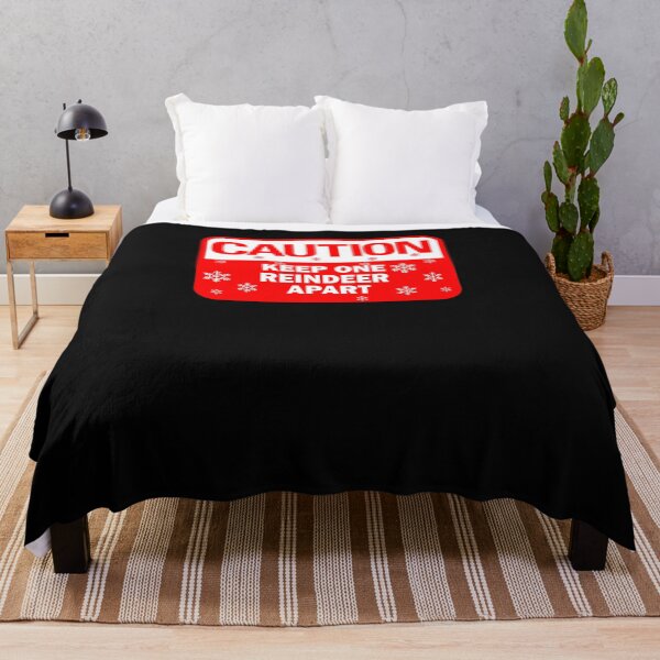 Item preview, Funny Christmas designs: Caution keep one reindeer apart! Cute warning sign snowy white typography designed and sold by Deegital18.