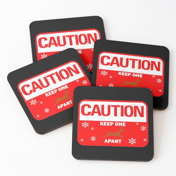 Item preview, Funny Christmas designs: Caution keep one reindeer apart! Cute brown reindeer image warning sign - snowy white typography designed and sold by Deegital18.