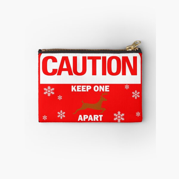 Item preview, Funny Christmas designs: Caution keep one reindeer apart! Cute brown reindeer image warning sign - snowy white typography designed and sold by Deegital18.