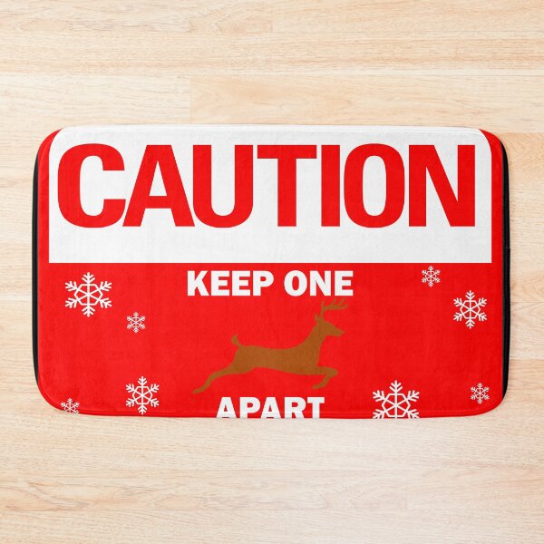 Item preview, Funny Christmas designs: Caution keep one reindeer apart! Cute brown reindeer image warning sign - snowy white typography designed and sold by Deegital18.