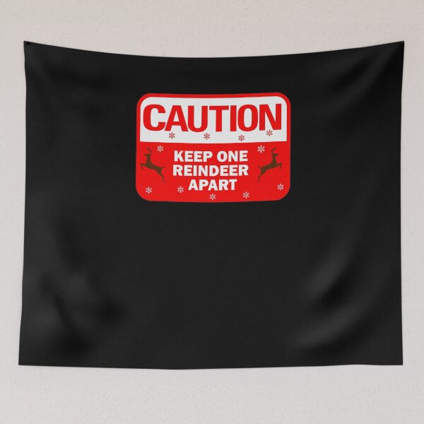 Item preview, Bestseller Funny 2020 Christmas design: Caution keep one reindeer apart! Cute Social Distance Dark brown reindeer warning sign - snowy white typography designed and sold by Deegital18.