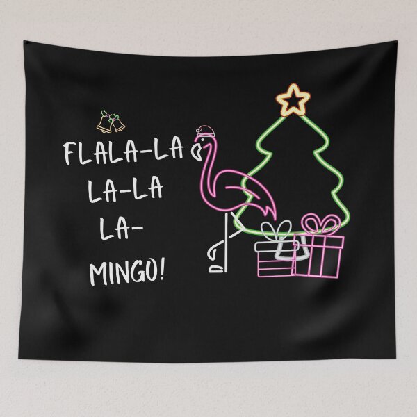 Item preview, fla (fa) lala-la la- lala la MINGO! / flamingo christmas, neon style designed and sold by SpicyCherrys.