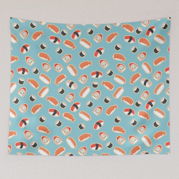 Item preview, Sushi Blue Background Pattern designed and sold by vpessagno.
