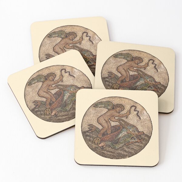 Item preview, Mosaic of Cupid driving a chariot drawn by dolphins, from Ephesus. (On light Beige) designed and sold by DotorEaon.