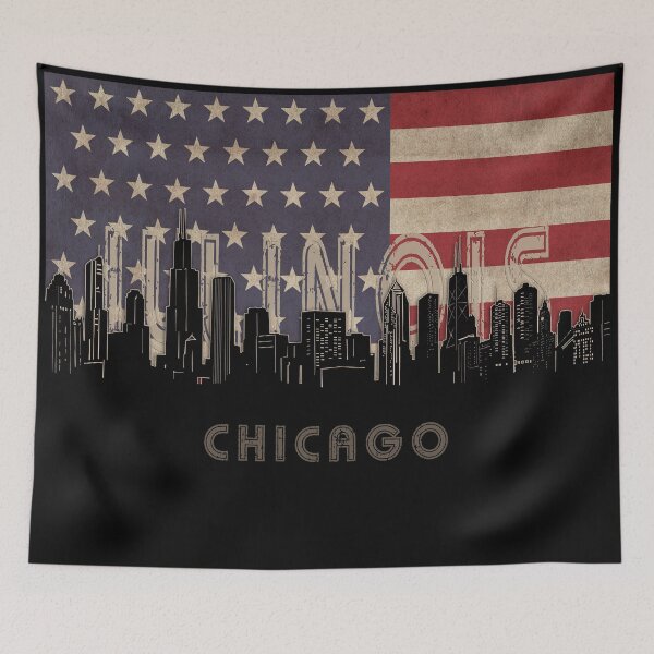 Item preview, chicago skyline flag designed and sold by BekimART2.