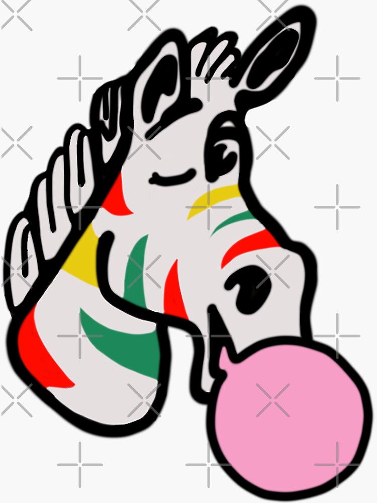 "Colourful Zebra Bubble Gum" Sticker by adreac Redbubble