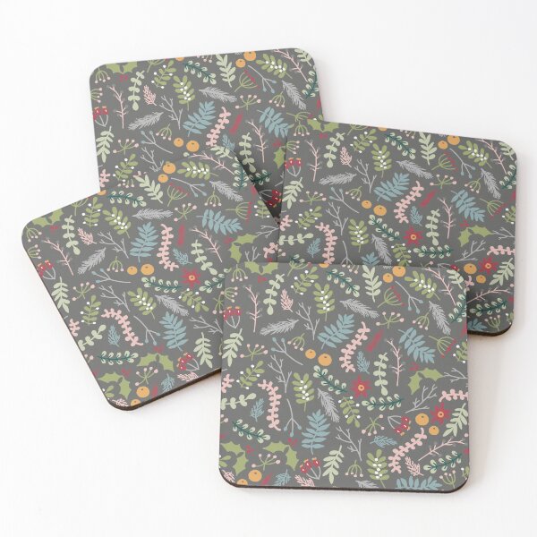 Item preview, Grey Christmas Flowers Pattern designed and sold by Claire Wall Designs.