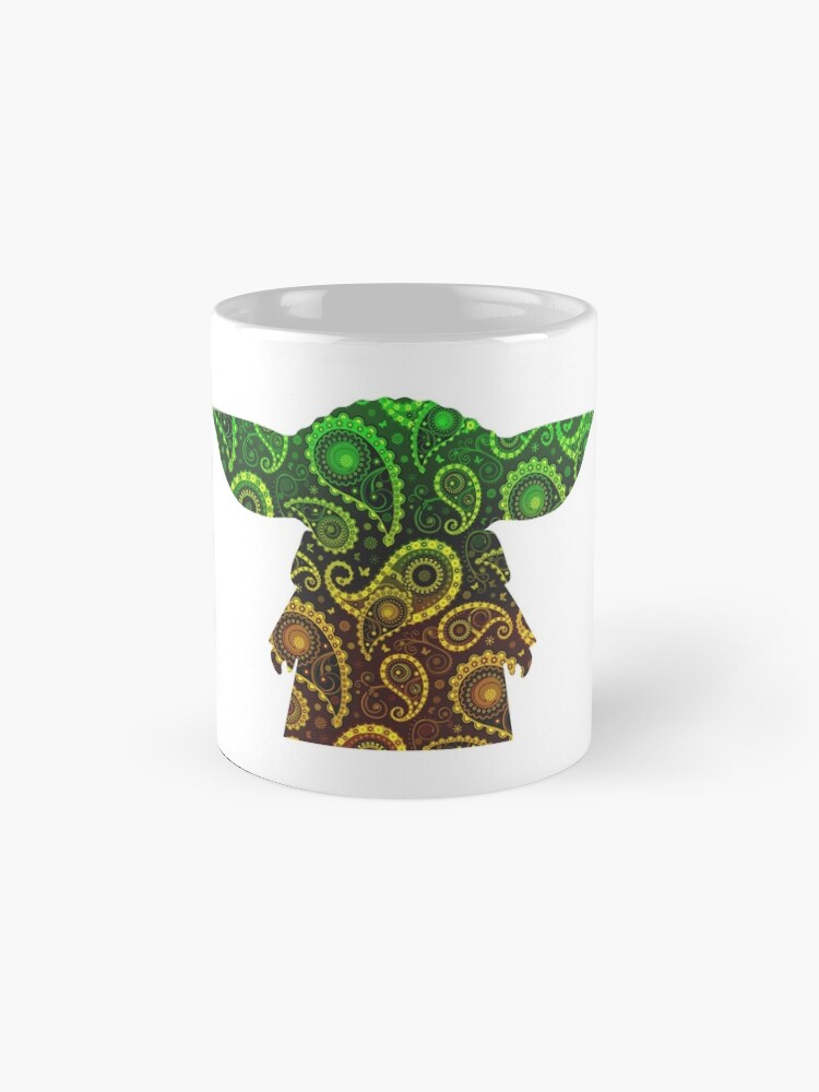 Thumbnail 4 of 6, Coffee Mug, Teardrop Mandala Silhouette - Alien Forest - Dark Background designed and sold by WizzlesEmporium.