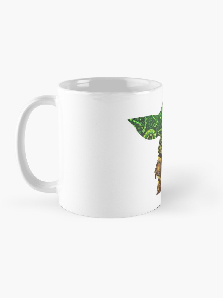 Thumbnail 3 of 6, Coffee Mug, Teardrop Mandala Silhouette - Alien Forest - Dark Background designed and sold by WizzlesEmporium.