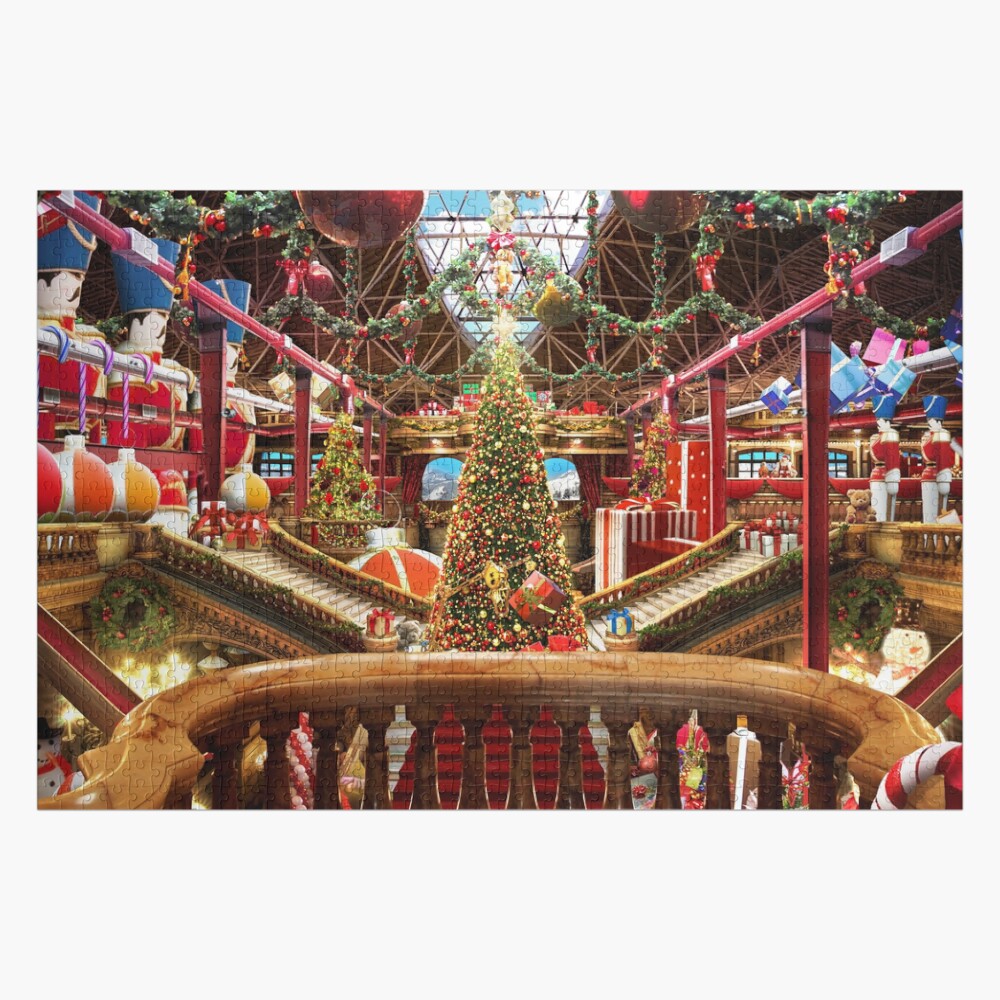 Santas Workshop - Christmas Holiday Art (w. balcony) Jigsaw Puzzle