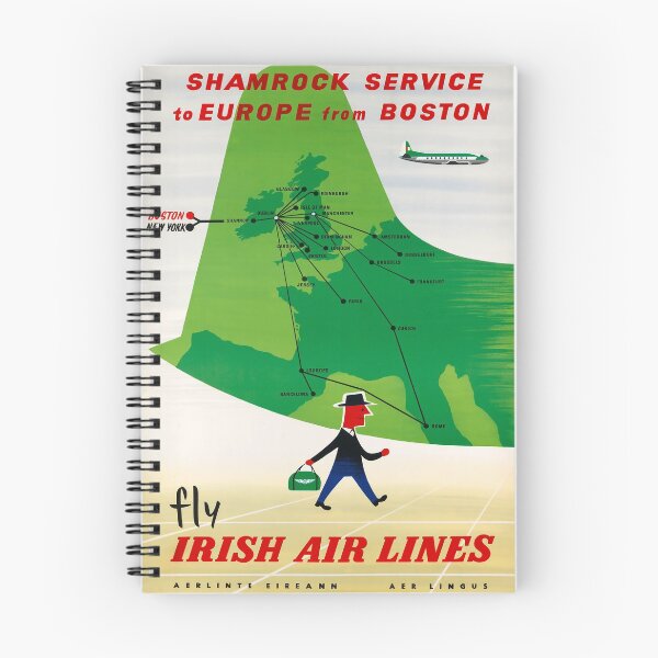 Item preview, retro FLY IRISH AIR LINES   SHAMROCK SERVICE TO EUROPE FROM BOSTON designed and sold by plakati.