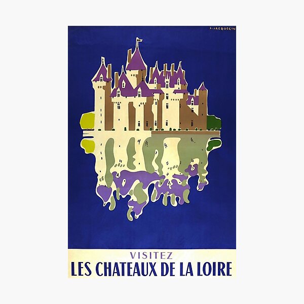 Item preview, retro classic Chateaux de la Loire poster designed and sold by CorasPosters.