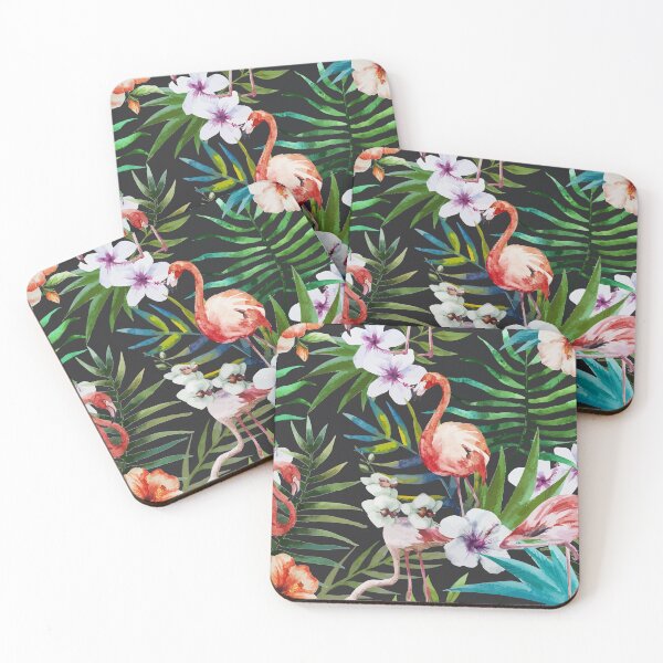 Aperçu de l'œuvre Aquarelle Flamand Rose sur fond noir créée et vendue par RaianasHome.