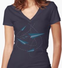 Paper Darts / Planes Women's Fitted V-Neck T-Shirt