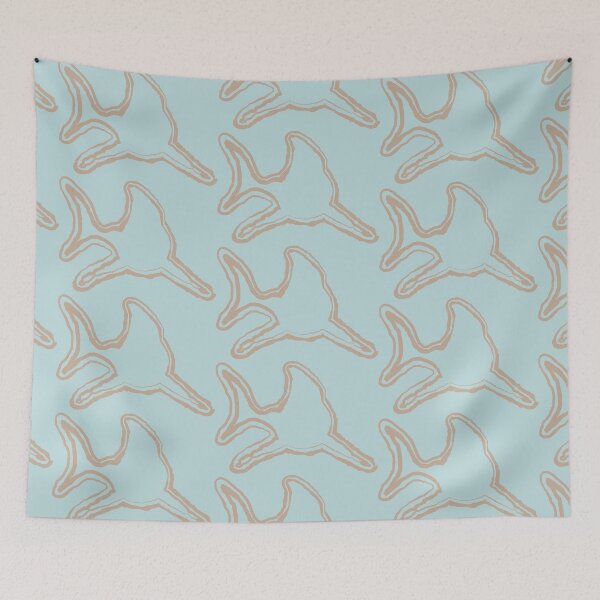 Item preview, Paleolothic Style Tribal Shark Pattern Midtone Beige and Aqua Blue designed and sold by pelagio.