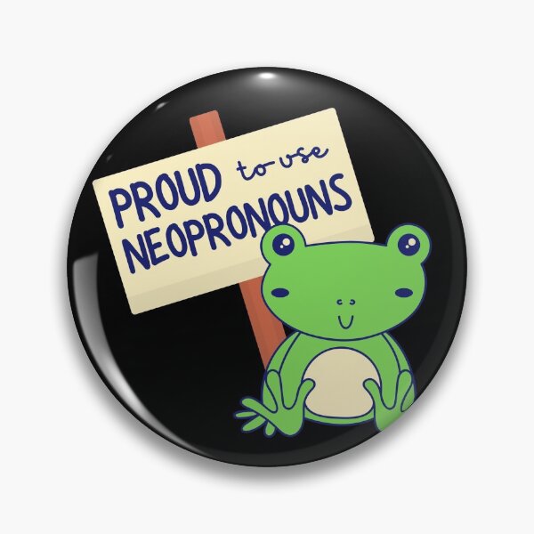 Artikelvorschau, "Stolz auf die Verwendung von Neopronomen" Frosch entworfen und verkauft von campfiredesigns.