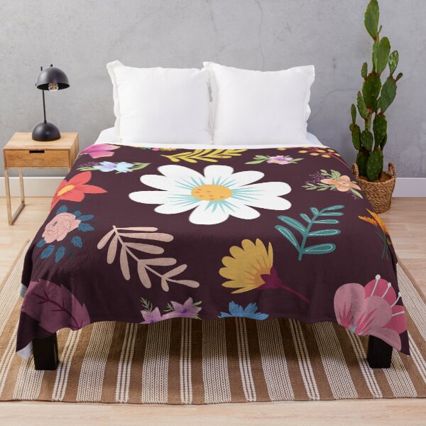Aperçu de l'œuvre Motif Floral Aléatoire 5 Fond Bordeaux créée et vendue par AliCatOriginals.