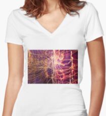 Long Exposure Fairylights Women's Fitted V-Neck T-Shirt