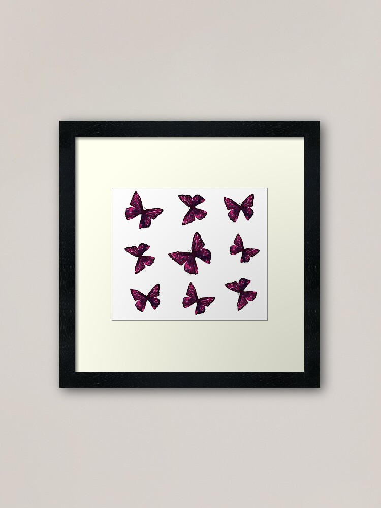 Alternate view of Pink Butterfly Sticker Pack Framed Art Print