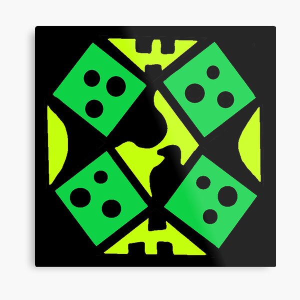 Bird Dice Green Metal Print