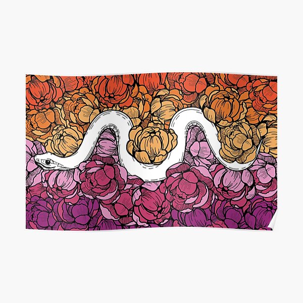 Floral Snake Lesbian Pride Colors Poster
