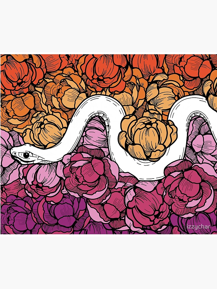 Disover Floral Snake Lesbian Pride Colors Tapestry