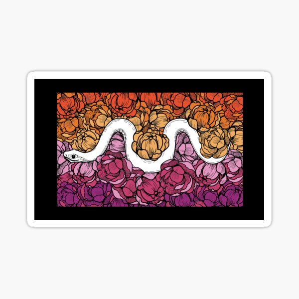Floral Snake Lesbian Pride Colors Sticker