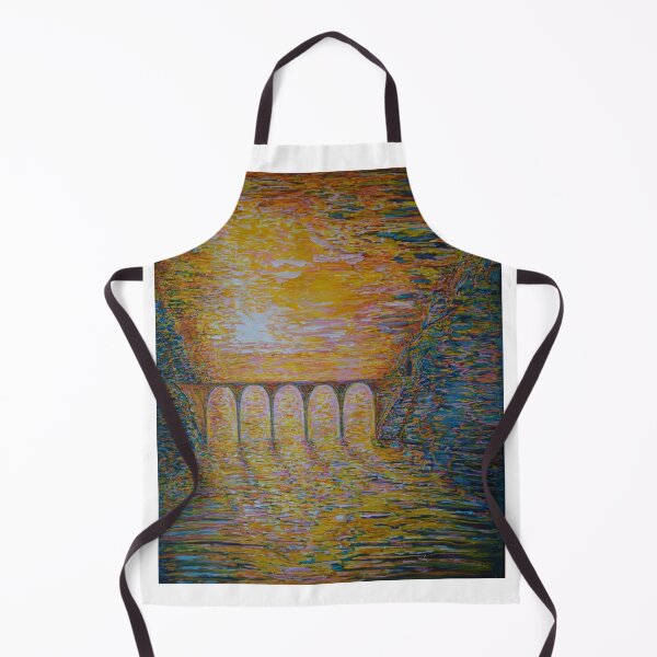 Item preview, BRIDGE AT SUNSET. River orange red pattern. designed and sold by Vincent Loverso.