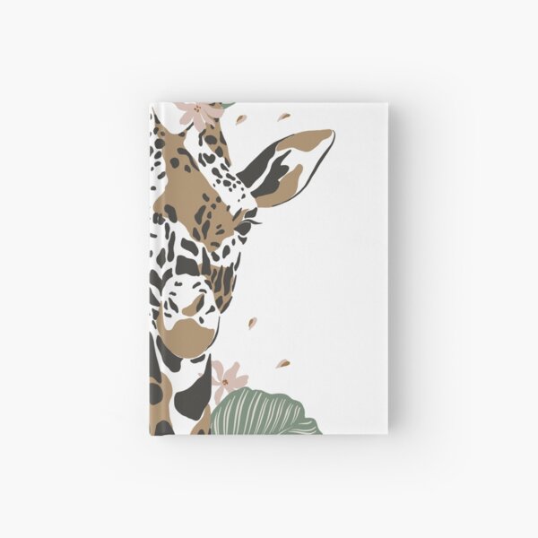 CUTE BOHO GIRAFFE LEAVES FLOWERS ANIMAL DESIGN Hardcover Journal