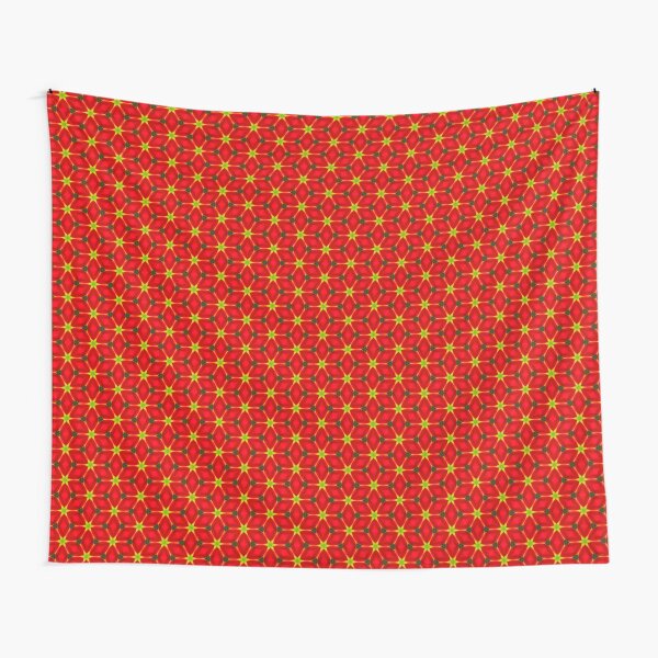 Vivid Red and Yellow Flower Pattern Tapestry
