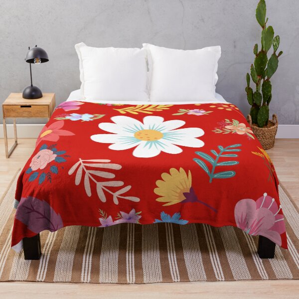 Aperçu de l'œuvre Motif floral aléatoire 8 couleur de fond rouge vénitien créée et vendue par AliCatOriginals.