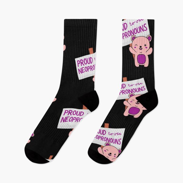 Item preview, "Proud to use neopronouns" pink bear designed and sold by campfiredesigns.