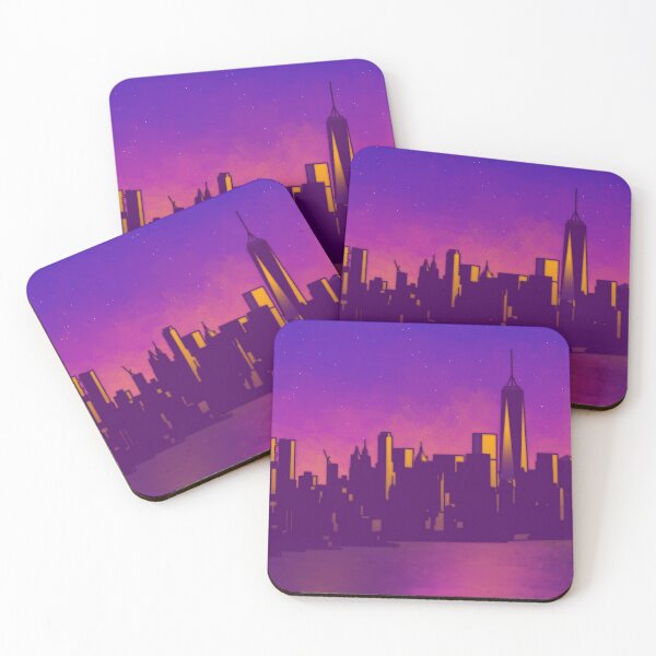 Item preview, New York City skyline in purple designed and sold by Lexolasart.