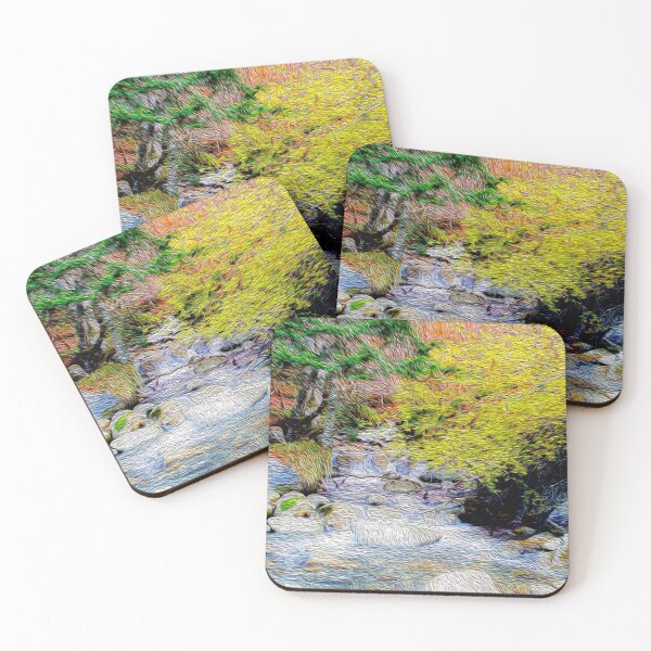 Item preview, river in forest autumn landscape designed and sold by ricobarinas.