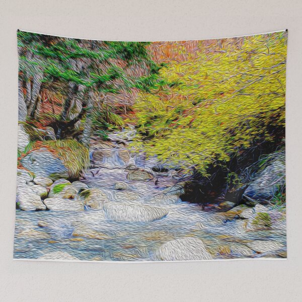 Item preview, river in forest autumn landscape designed and sold by ricobarinas.