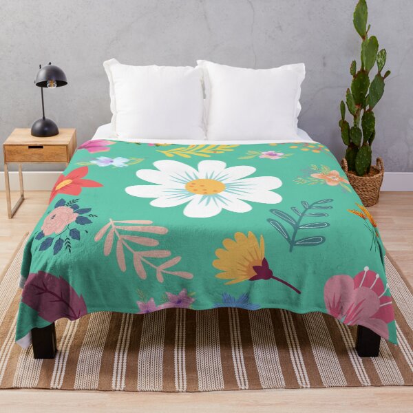 Aperçu de l'œuvre Motif floral aléatoire 9 couleur de fond aigue-marine moyenne créée et vendue par AliCatOriginals.