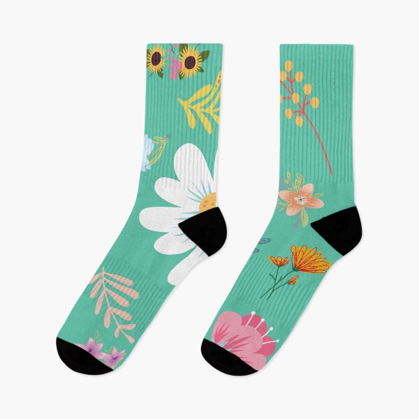 Aperçu de l'œuvre Motif floral aléatoire 9 couleur de fond aigue-marine moyenne créée et vendue par AliCatOriginals.