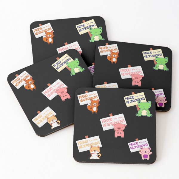 Item preview, "Proud to use neopronouns" cute animal pack designed and sold by campfiredesigns.