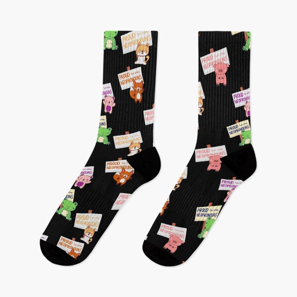 Item preview, "Proud to use neopronouns" cute animal pack designed and sold by campfiredesigns.