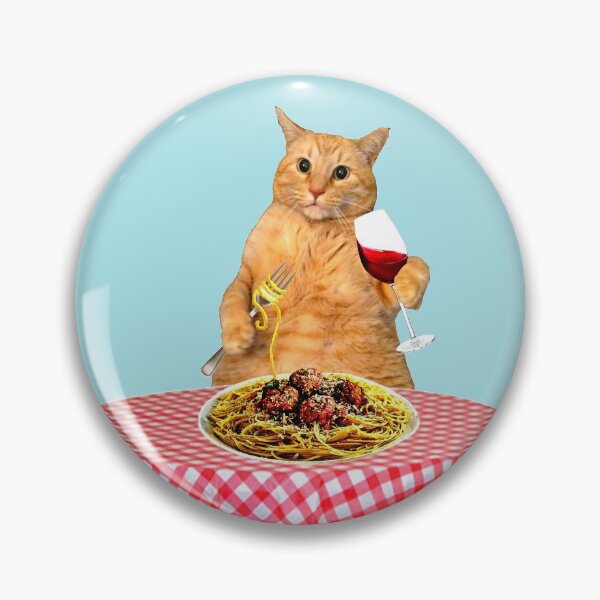 Item preview, Cat with a plate full of spaghetti and meatballs. designed and sold by RawSunArt.