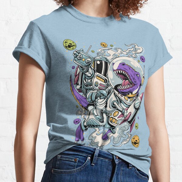 Astronaut Riding a Dinosaur Riding a Rocket Classic T-Shirt