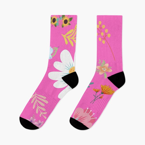 Aperçu de l'œuvre Motif floral aléatoire 11 couleur de fond rose fluo créée et vendue par AliCatOriginals.