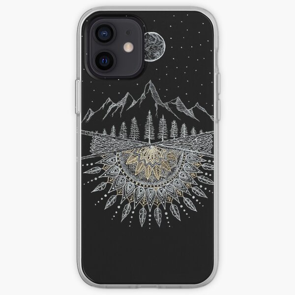 Moon and Stars Night Sky Mountain Range Arrow Mandala iPhone Soft Case