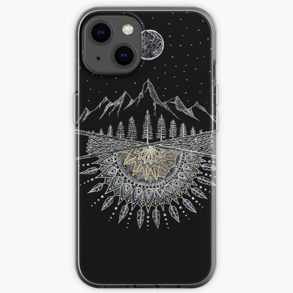 Moon and Stars Night Sky Mountain Range Arrow Mandala iPhone Soft Case