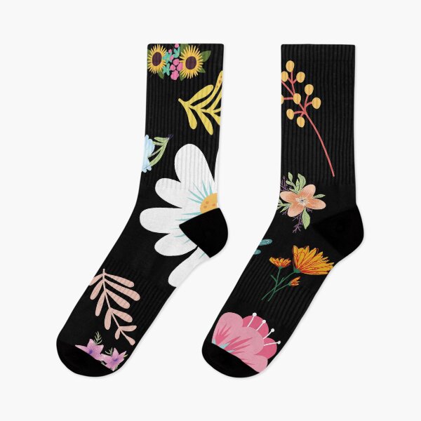 Aperçu de l'œuvre Motif floral aléatoire 13 Couleur de fond noir créée et vendue par AliCatOriginals.